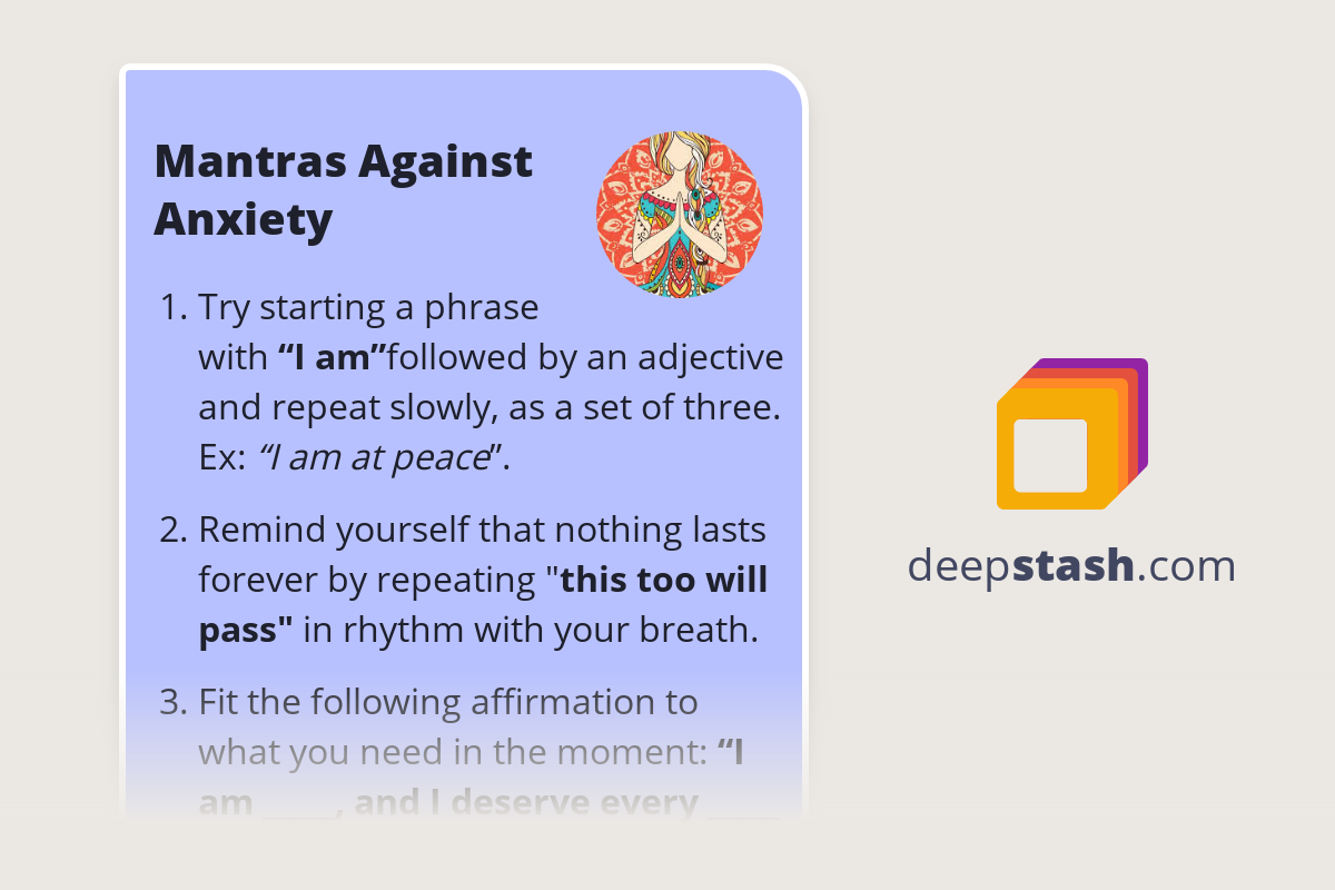 Mantras Against Anxiety Deepstash