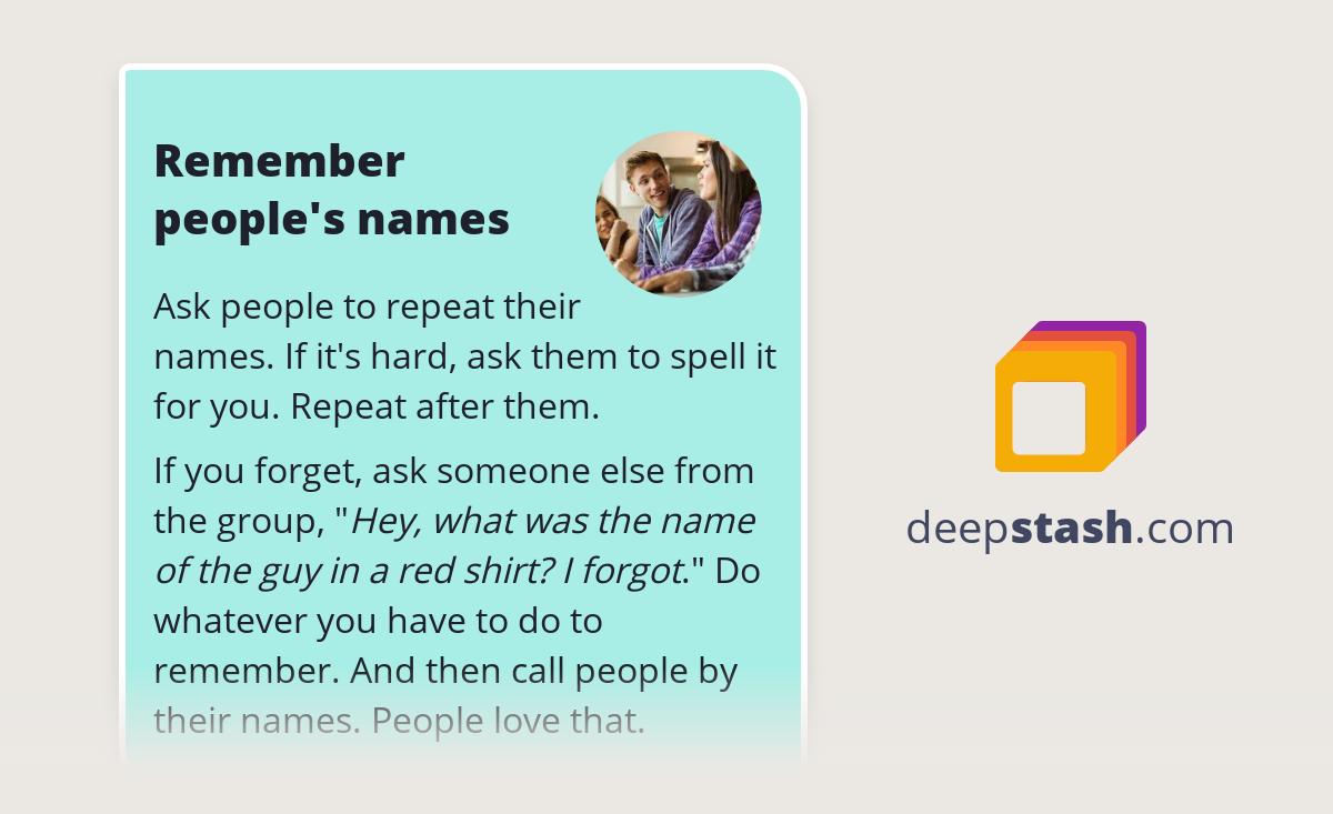 Remember people's names Deepstash