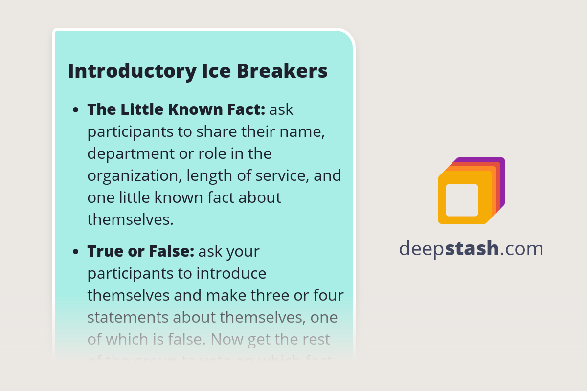 Introductory Ice Breakers Deepstash