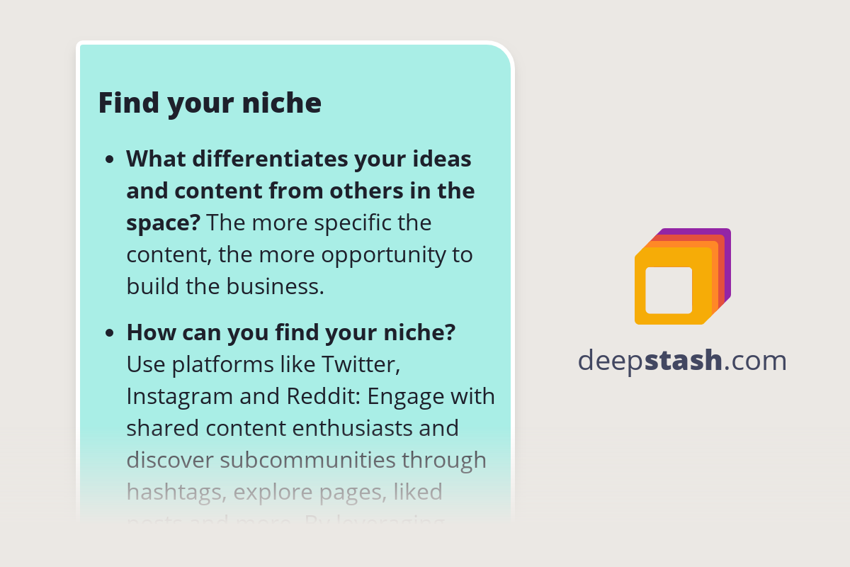 Find your niche Deepstash