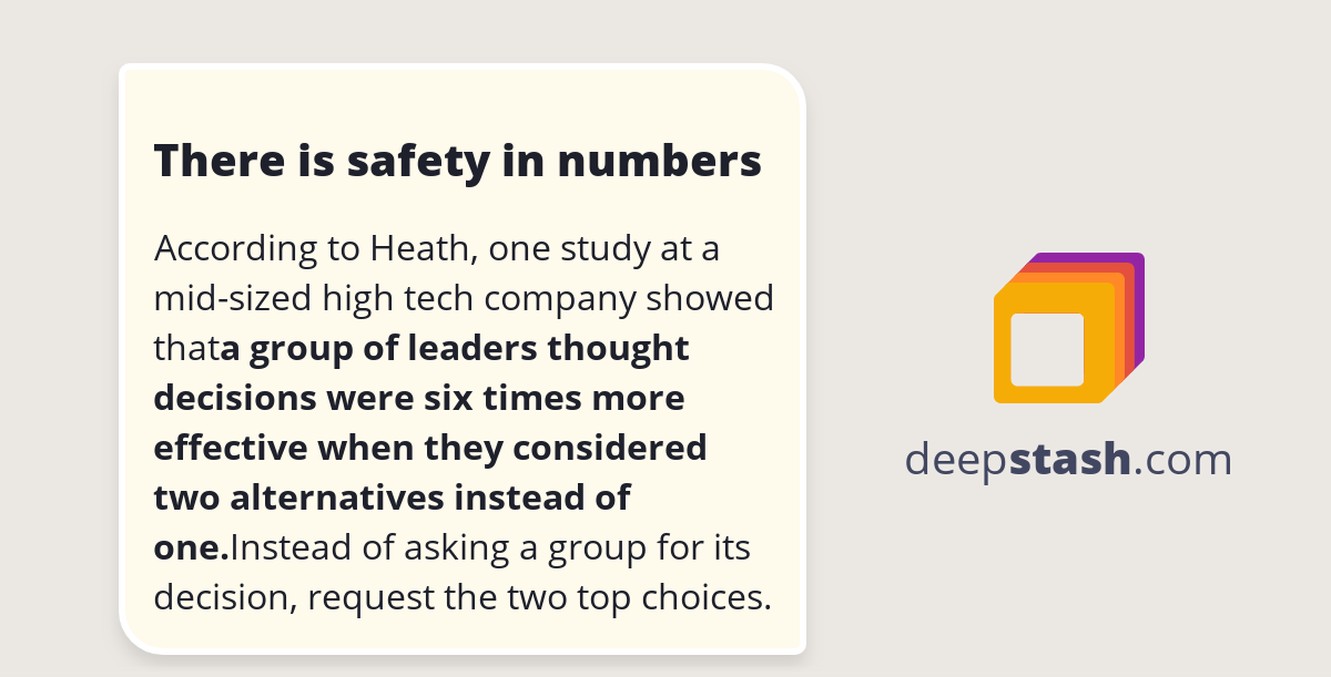 There is safety in numbers Deepstash