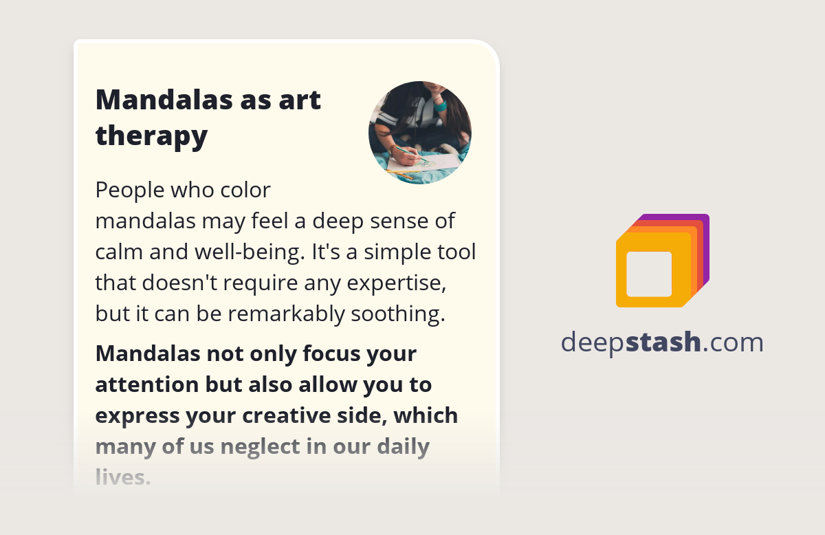 Mandalas as art therapy - Deepstash
