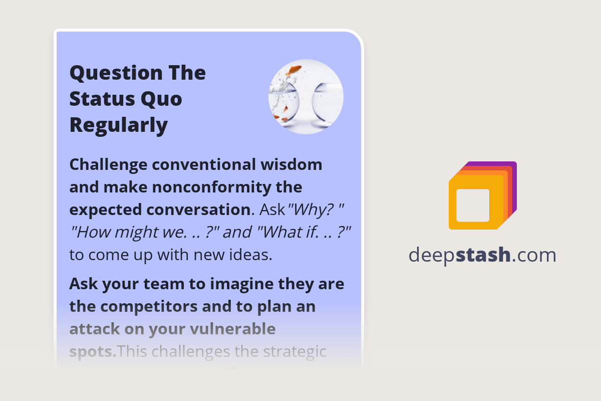 Question The Status Quo Regularly Deepstash