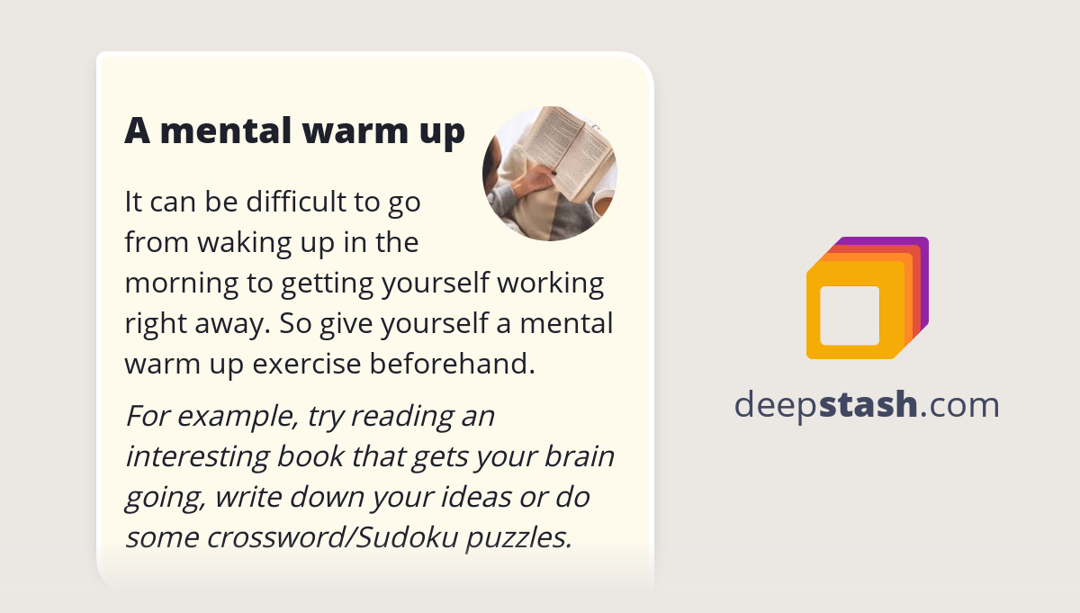 A mental warm up Deepstash