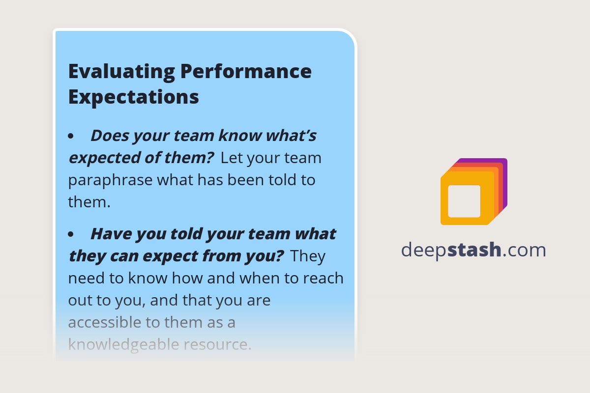 Evaluating Performance Expectations Deepstash
