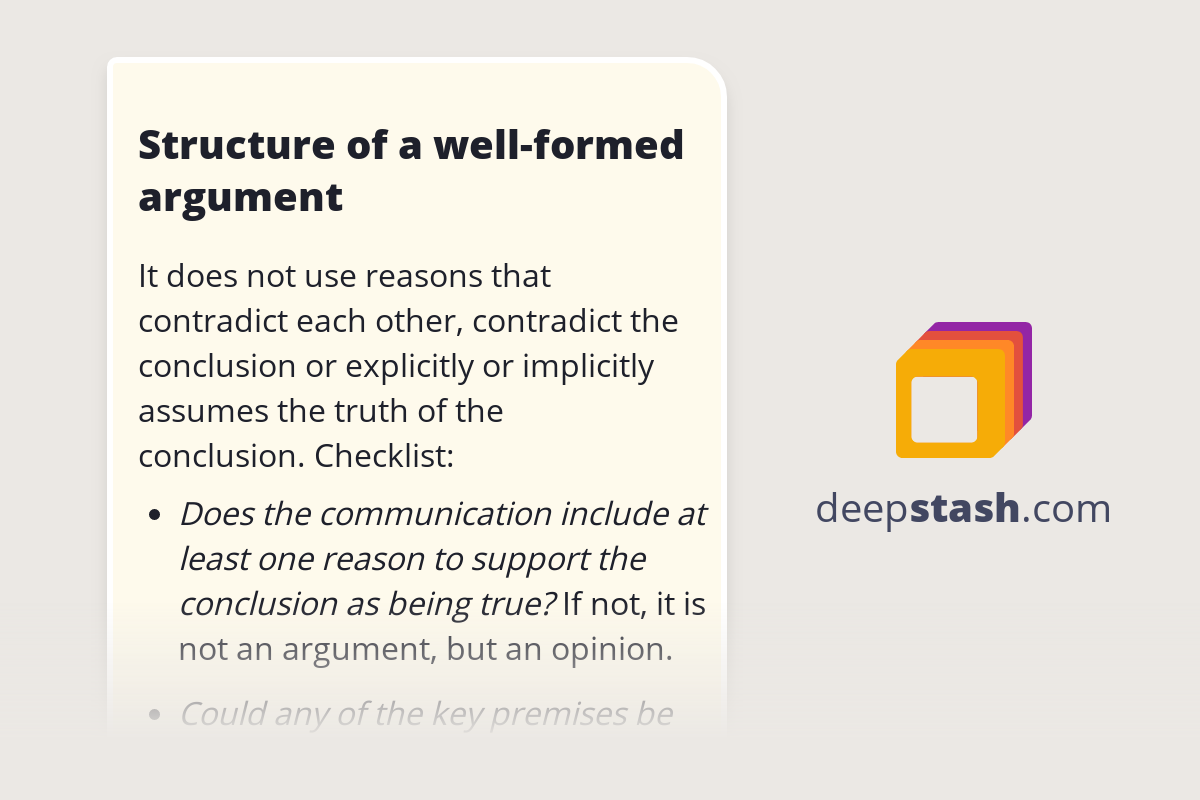 Structure of a wellformed argument Deepstash