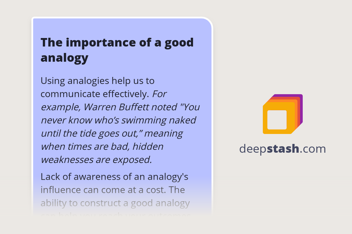 The importance of a good analogy Deepstash