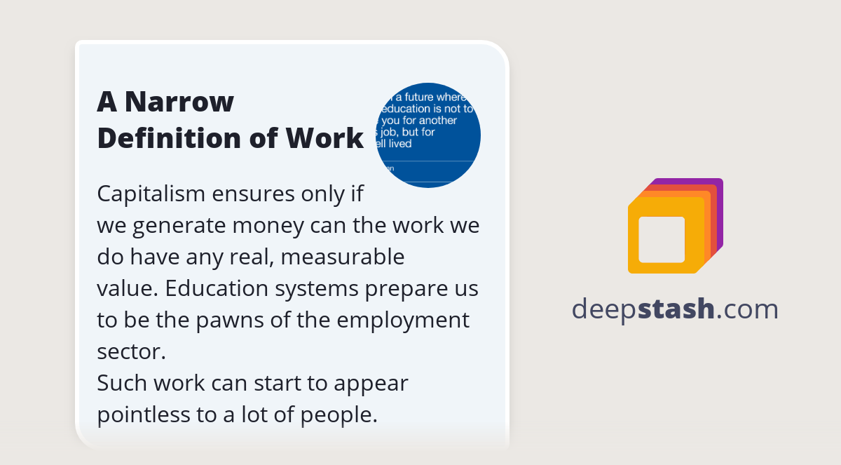 A Narrow Definition of Work Deepstash