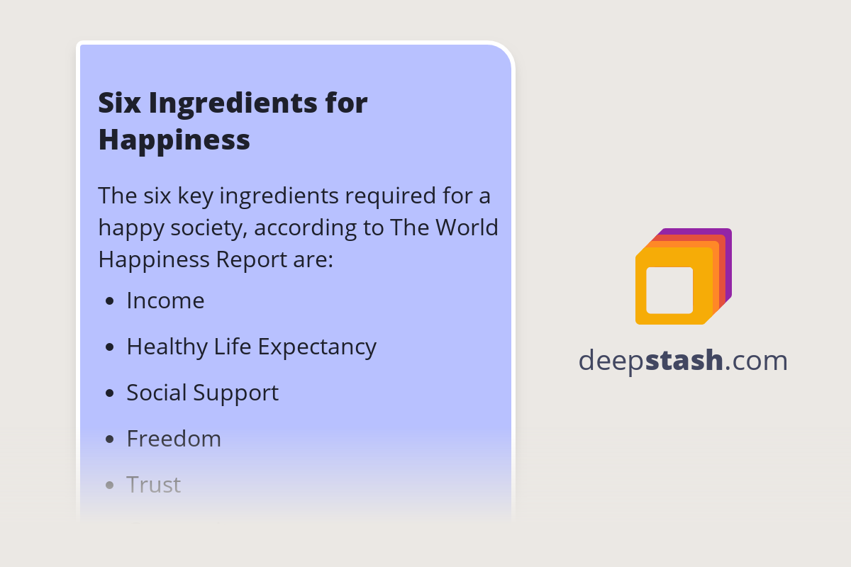 Six Ingredients For Happiness