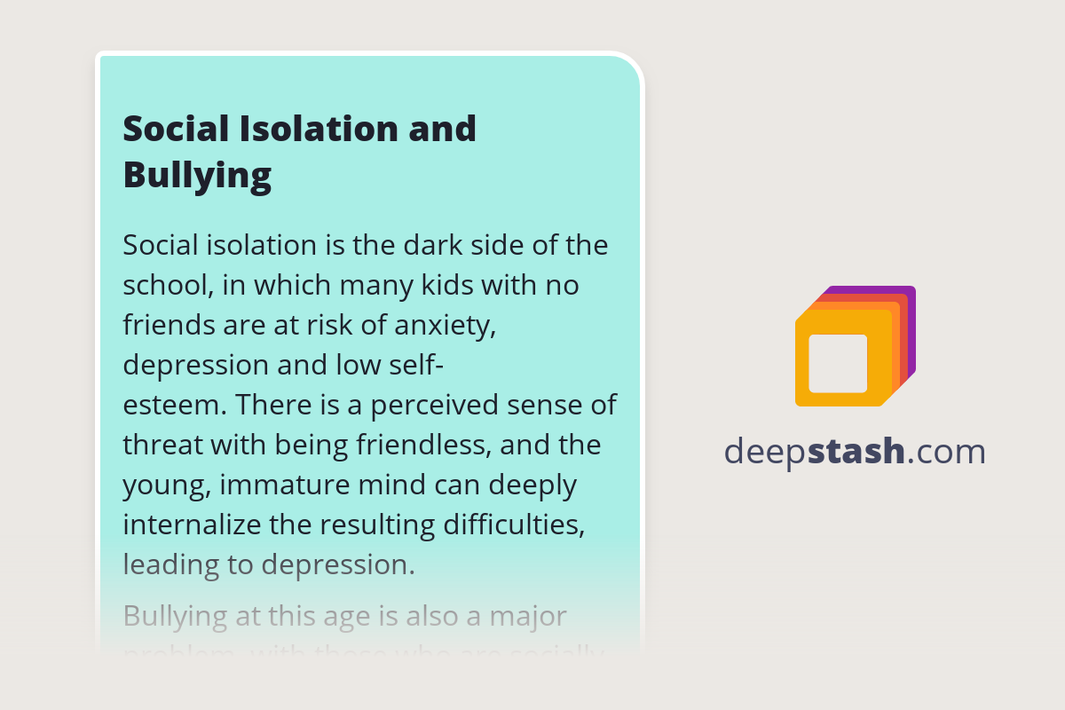 Social Isolation and Bullying Deepstash