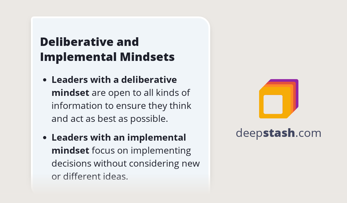 Deliberative and Implemental Mindsets Deepstash