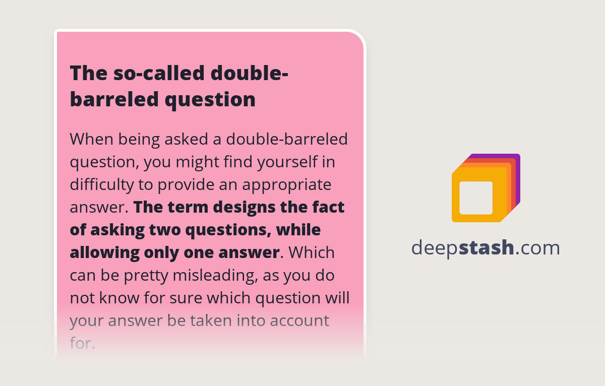 The socalled doublebarreled question Deepstash