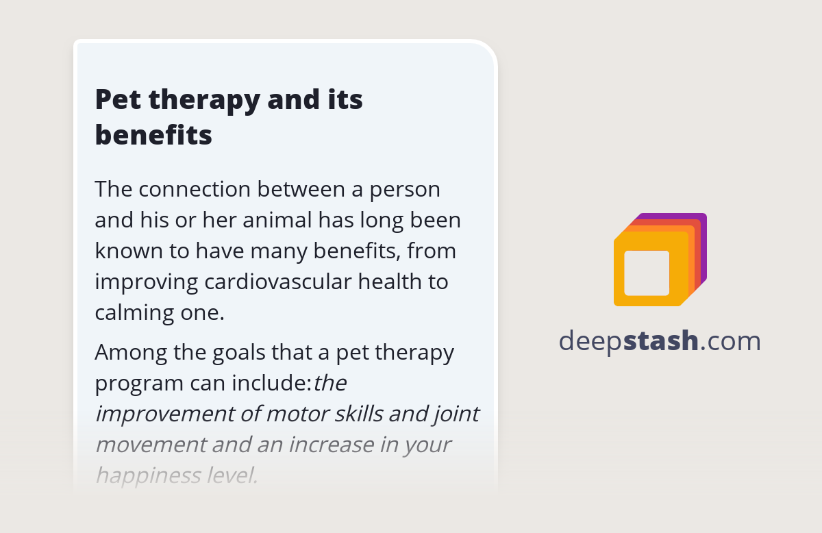 Pet therapy and its benefits Deepstash