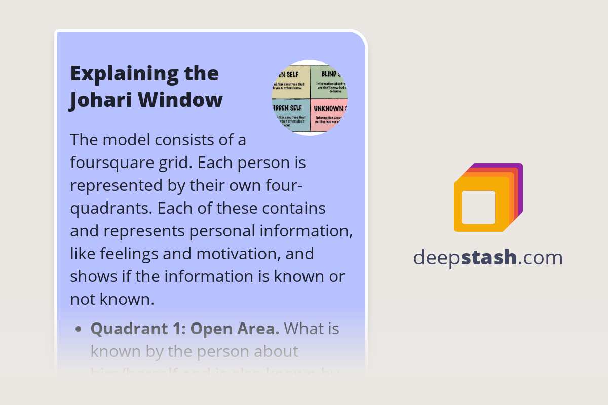 Explaining the Johari Window Deepstash