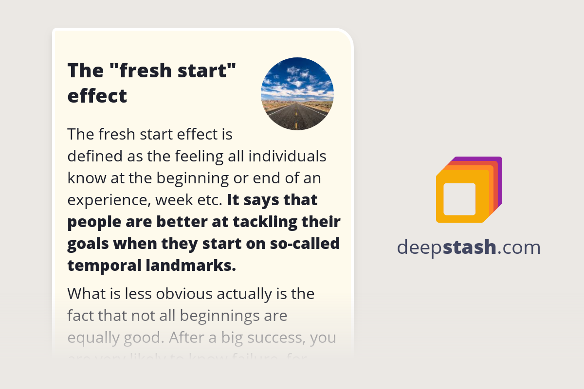 The "fresh start" effect Deepstash
