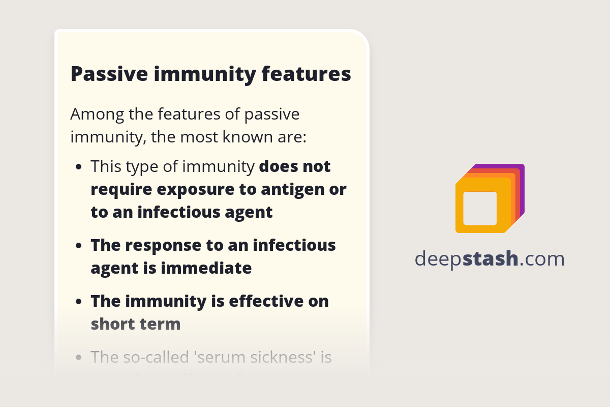 Passive immunity features Deepstash