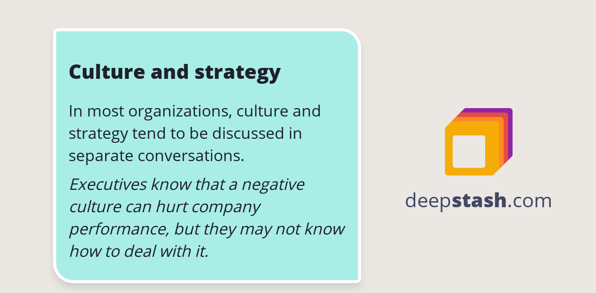 Culture and strategy Deepstash