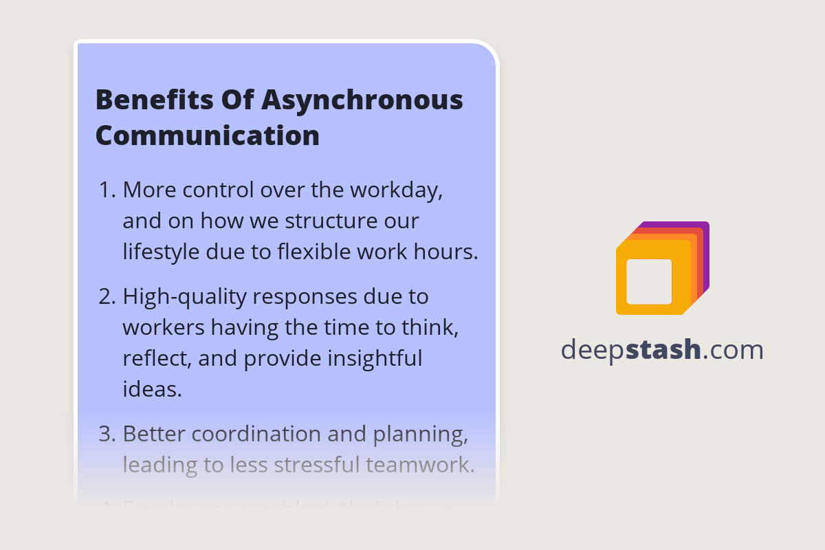 Benefits Of Asynchronous Communication Deepstash