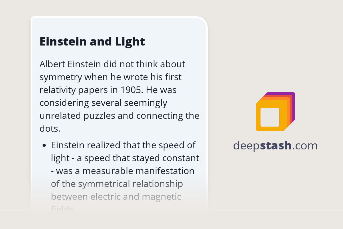 Einstein and Light Deepstash