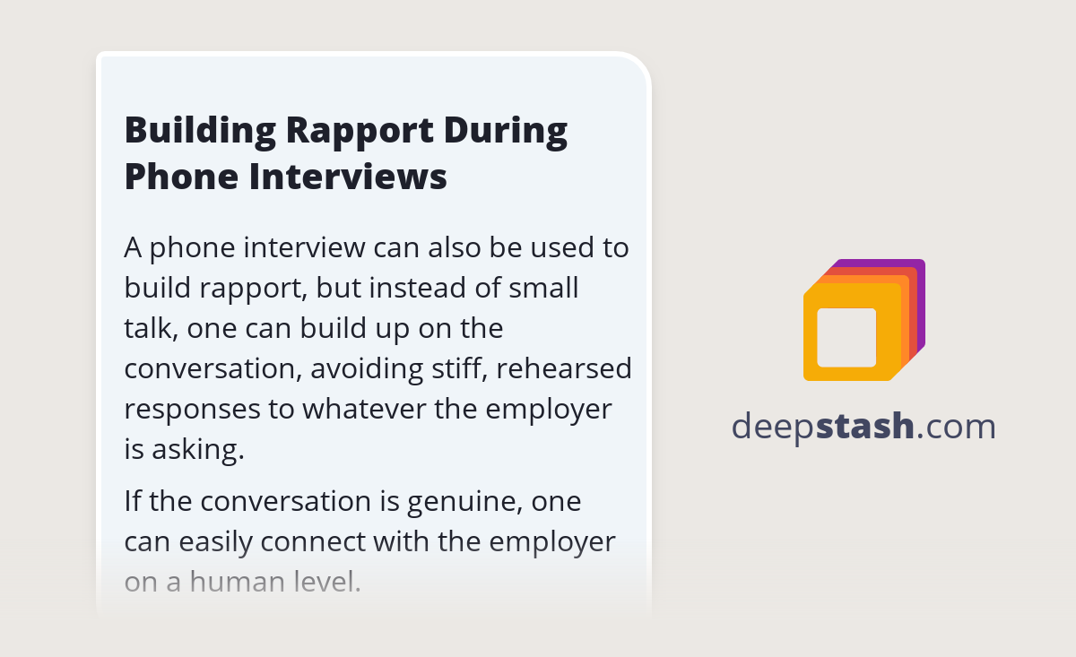 Building Rapport During Phone Interviews - Deepstash