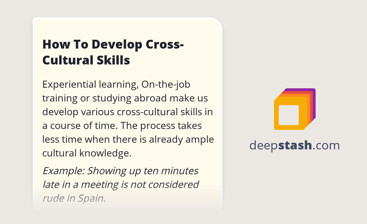 How To Develop Cross-Cultural Skills - Deepstash