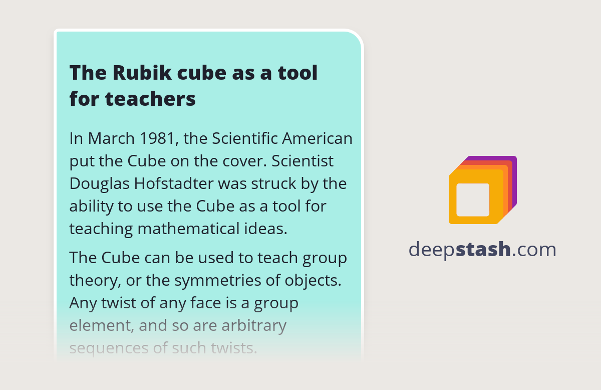 The Rubik cube as a tool for teachers - Deepstash