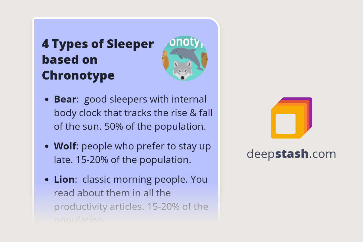 4 Types of Sleeper based on Chronotype Deepstash