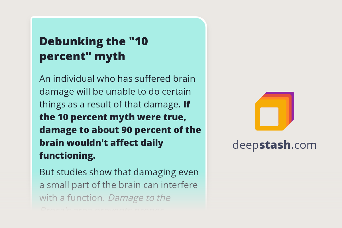 Debunking the "10 percent" myth Deepstash
