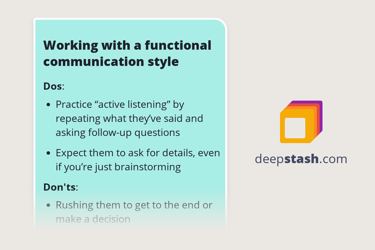 Working with a functional communication style deepstash