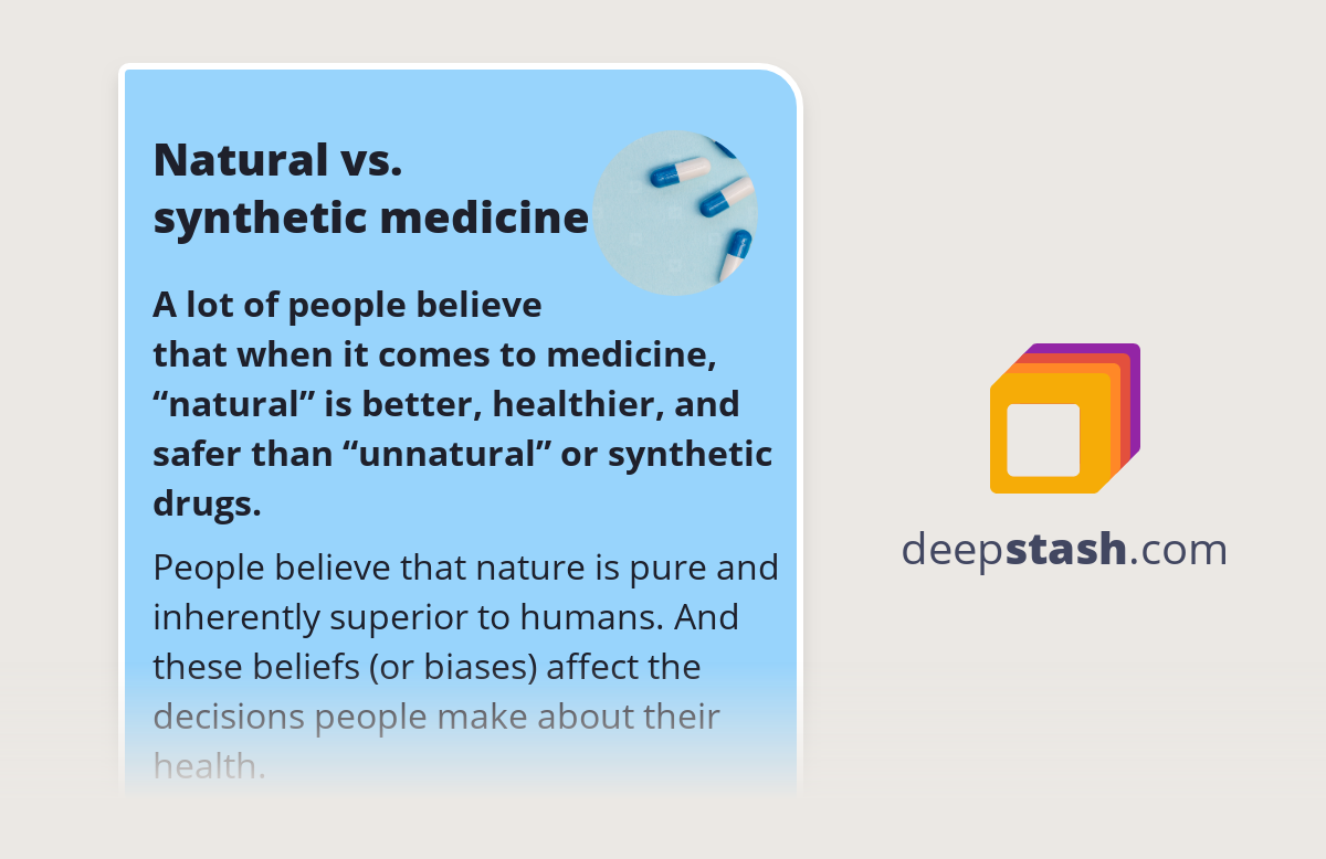 Natural vs. synthetic medicine Deepstash