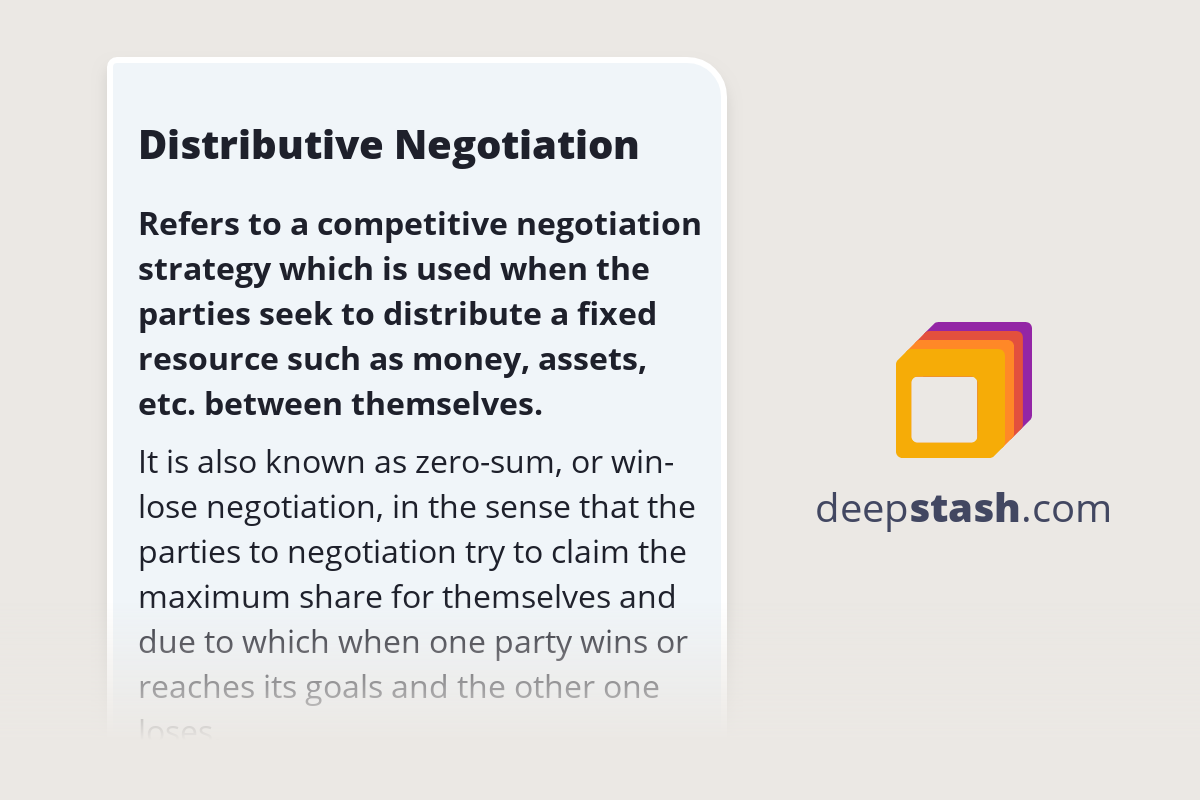 Distributive Negotiation Deepstash