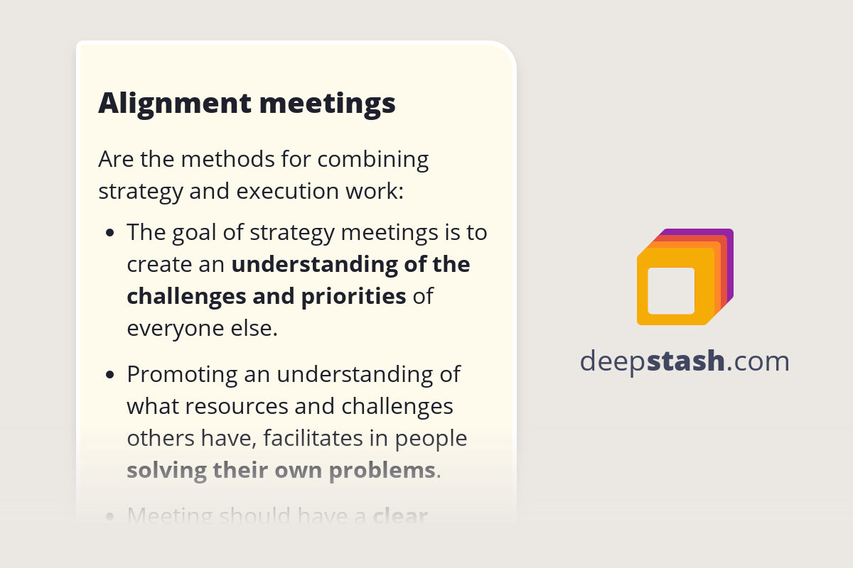 Alignment meetings Deepstash