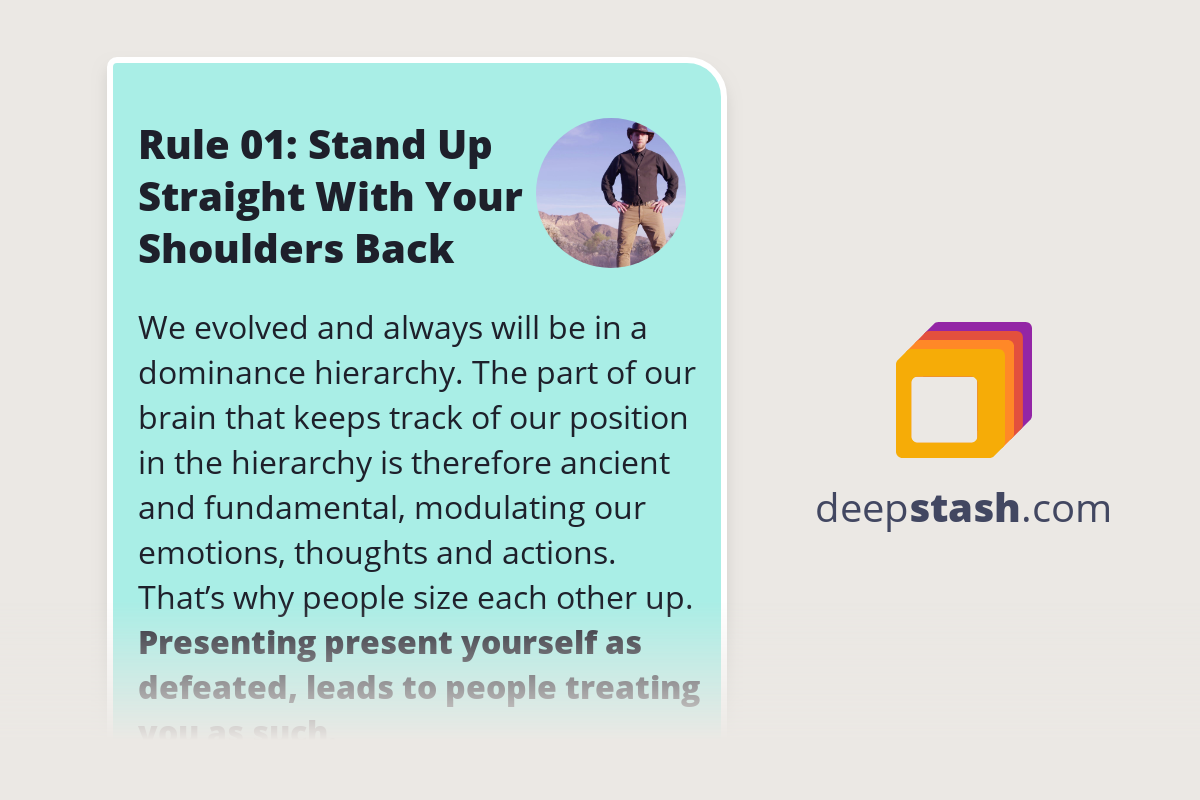 Rule 01 Stand Up Straight With Your Shoulders Back Deepstash