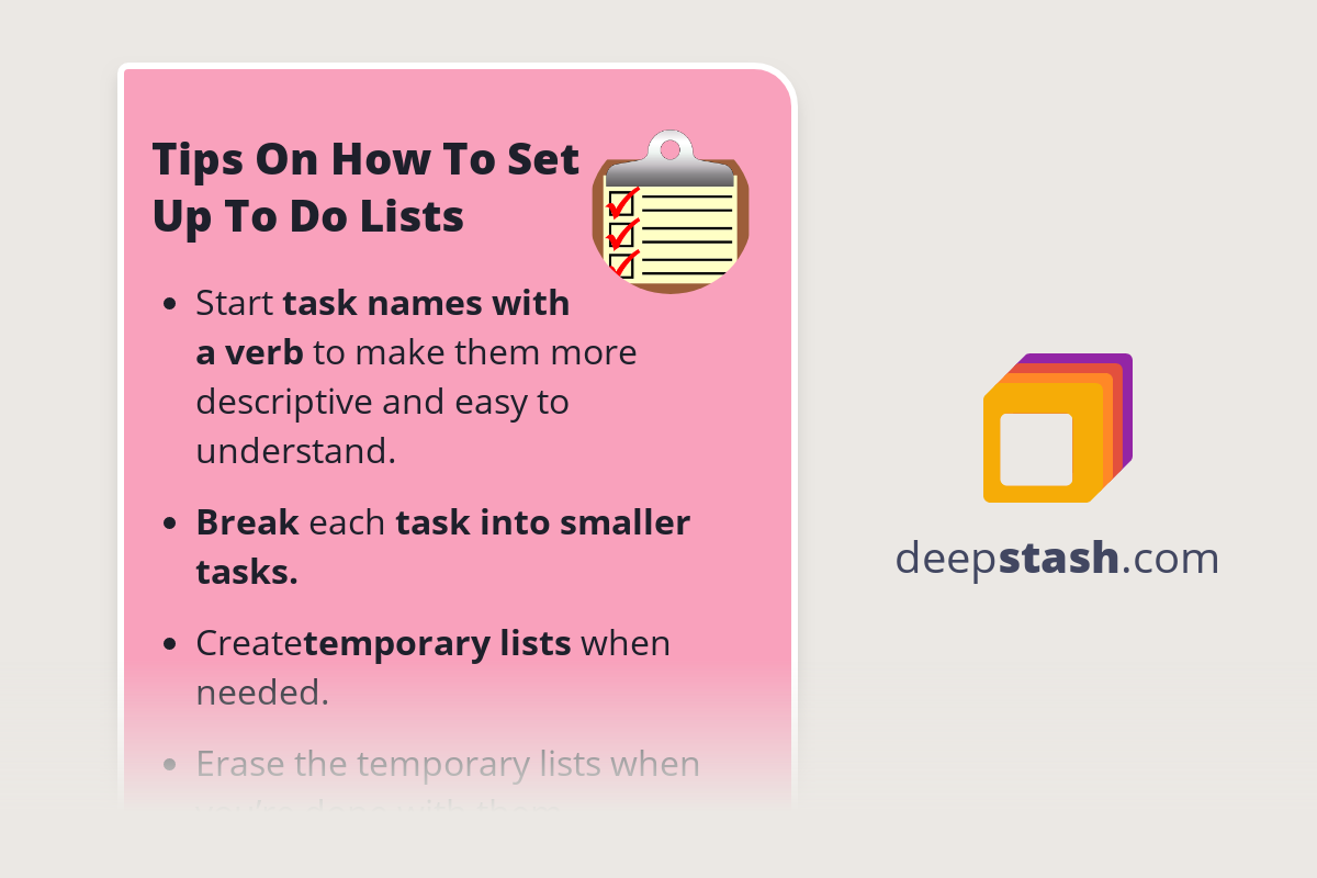 Tips On How To Set Up To Do Lists - Deepstash