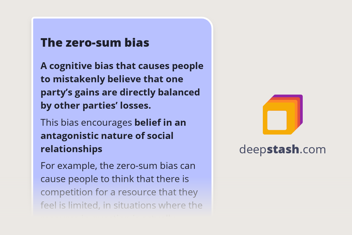 Zero Sum Bias